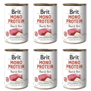 BRIT MONO PROTEIN beef & rice WOŁOWINA zestaw 6x400g karma mokra w puszce dla psa