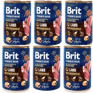 BRIT PREMIUM BY NATURE zestaw 6x400g LAMB&BUCKWHEAT karma mokra dla dorosłych psów