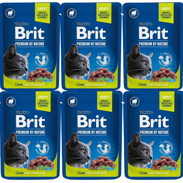 BRIT CAT POUCHES zestaw 6x100g LAMB FOR STERILIZED mokra karma dla kotów