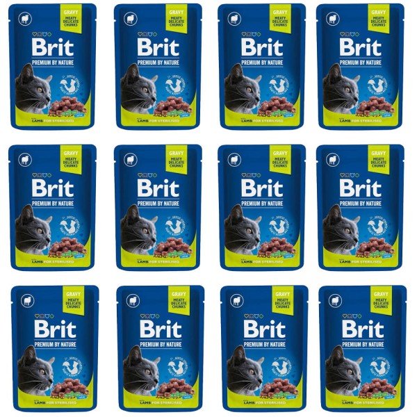 BRIT CAT POUCHES zestaw 12x100g LAMB FOR STERILIZED mokra karma dla kotów