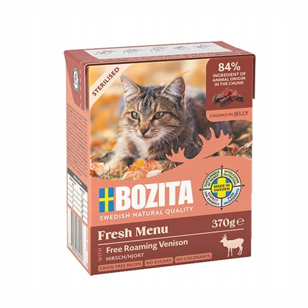 BOZITA Sterylised karma dla kota kawałki dziczyzny w galarecie 370g