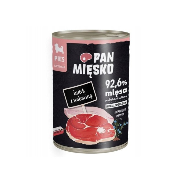 Pan Mięsko Indyk z Wołowiną 400g Mokra Karma Dla Szczeniąt