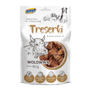 TRESERKI Z WOŁOWINĄ smaczki przysmak dla psa 80g HILTON