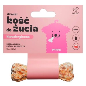 AZANKI Kość do żucia PUPPY ze skóry jelenia z królikiem przysmak dla psa 10cm