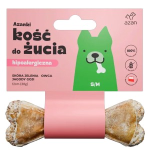 AZANKI Kość do żucia S/M ze skóry jelenia z owcą przysmak dla psa 12cm