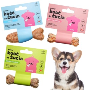 AZANKI Kości do żucia dla szczeniąt zestaw 3 szt przysmak dla psa gryzaki