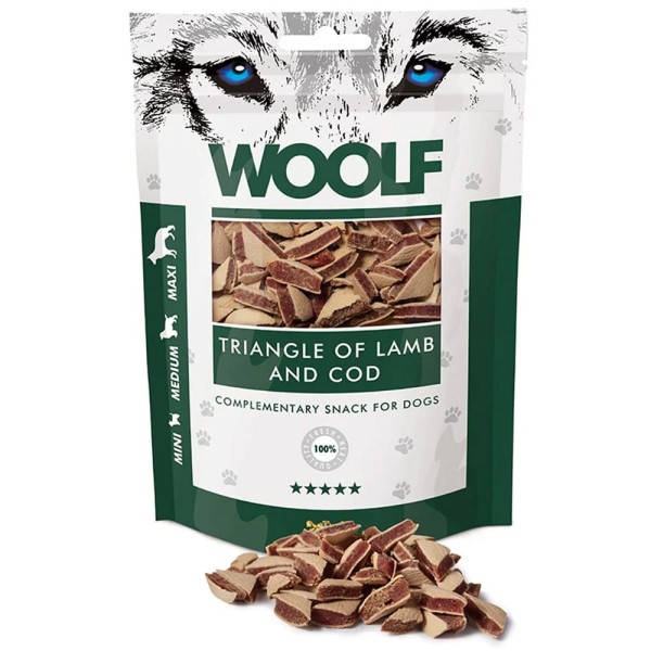 WOOLF Lamb And Cod Triangle 100g przysmak dla psa z jagnięciną