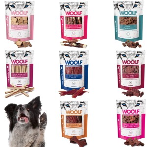 WOOLF przysmaki dla psa zestaw 8x100g z kaczką smaczki gryzaki dla psa