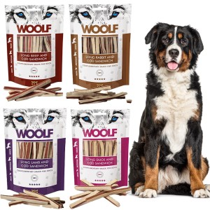 WOOLF Long Sandwich zestaw 4x100g przysmak dla psa smaczki gryzak