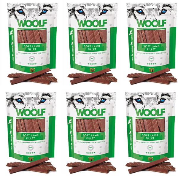 Woolf Soft Lamb Fillet zestaw 6x100g Miękkie Przysmaki Dla Psa Filety z Jagnięciną