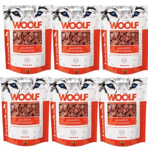 WOOLF N SALMON CHUNKIES zestaw 6 x 100g przysmak dla psa kawałki łososia