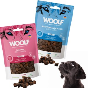 WOOLF Soft Cubes Monoprotein 2x100g zestaw RYBY przysmaki dla psa szczeniaka