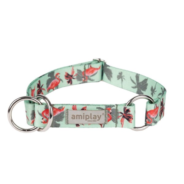 Amiplay Obroża półzaciskowa BeHappy L 35-50x2,5cm obroża dla psa flamingo
