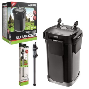 Aquael Ultramax 2000 filtr do akwarium 700l + grzałka Platinium Heater 300W