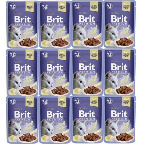 Brit Premium Beef Jelly ZESTAW 12x85g karma mokra dla kota wołowina galareta
