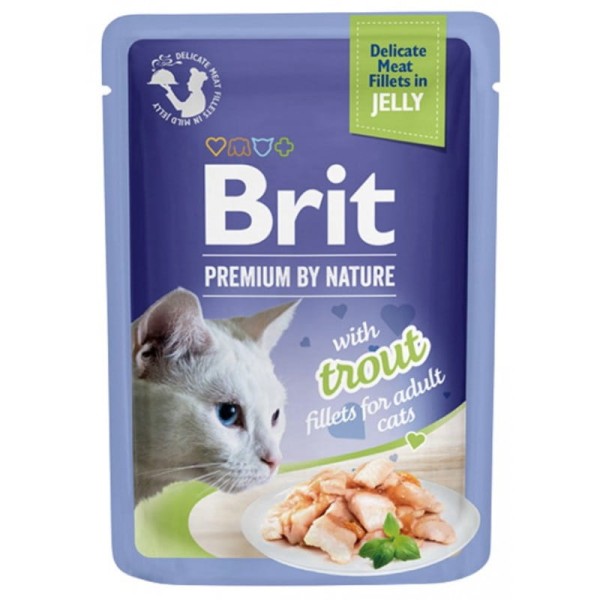 Brit Premium Trout Fillets Adult 85g karma mokra dla kota pstrąg galareta