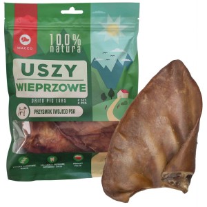 MACED Suszone ucho wieprzowe 2 szt naturalny przysmak dla psa