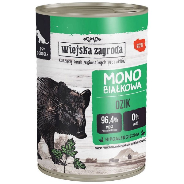 Karma mokra dla psa DZIK MONO Wiejska Zagroda 400g 