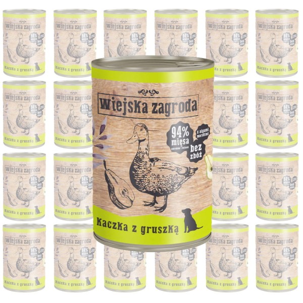 Wiejska Zagroda kaczka gruszka mokra karma dla psa ZESTAW 24x400g