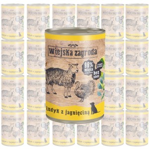 Wiejska Zagroda indyk jagnięcina mokra karma dla psa ZESTAW 24x400g