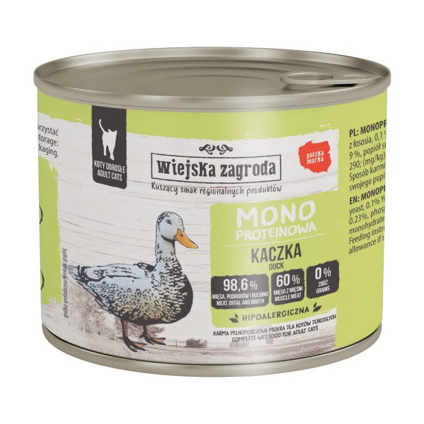 Wiejska Zagroda mokra karma MONOBIAŁKOWA dla Kota Kaczka 200g