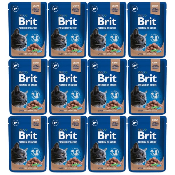 BRIT CAT POUCHES ZESTAW 12x100g LIVER dla sterylizowanych mokra karma dla kotów