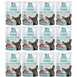 BRIT CARE MINI POUCH SALMON&HERRING ZESTAW 12x85g karma mokra dla psa