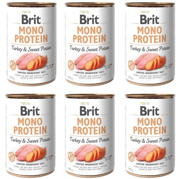 BRIT MONO PROTEIN turkey & sweet potato ZESTAW 6x400g karma mokra dla psa