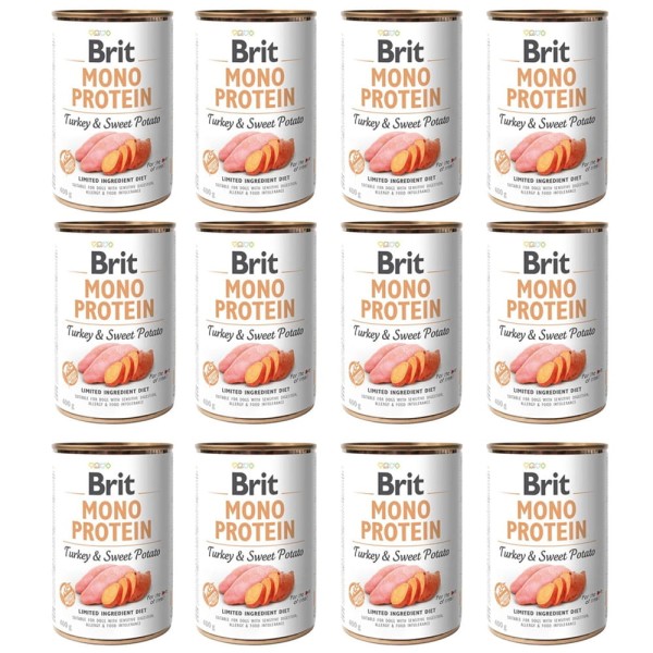 BRIT MONO PROTEIN turkey & sweet potato ZESTAW 12x400g karma mokra dla psa