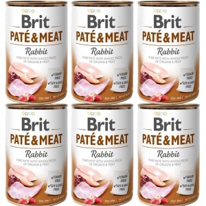 BRIT PATE & MEAT RABBIT ZESTAW 6x400g karma mokra dla dorosłych psów królik