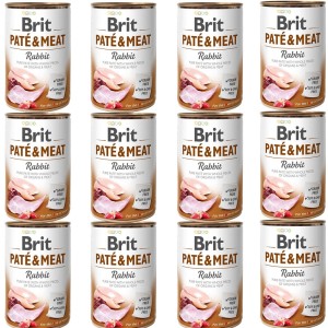 BRIT PATE & MEAT RABBIT ZESTAW 12x400g karma mokra dla dorosłych psów królik