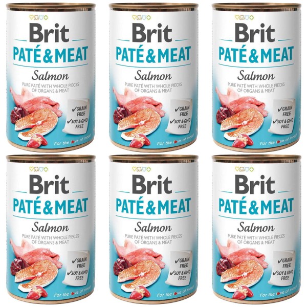 BRIT PATE & MEAT SALMON ZESTAW 6x400g karma mokra dla dorosłych psów łosoś