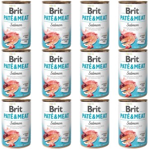 BRIT PATE & MEAT SALMON ZESTAW 12x400g karma mokra dla dorosłych psów łosoś