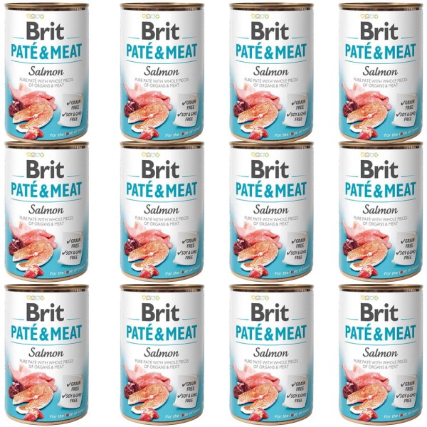 BRIT PATE & MEAT SALMON ZESTAW 12x400g karma mokra dla dorosłych psów łosoś