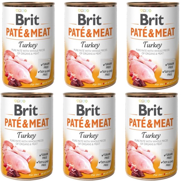 BRIT PATE & MEAT TURKEY ZESTAW 6x400g karma mokra dla dorosłych psów indyk