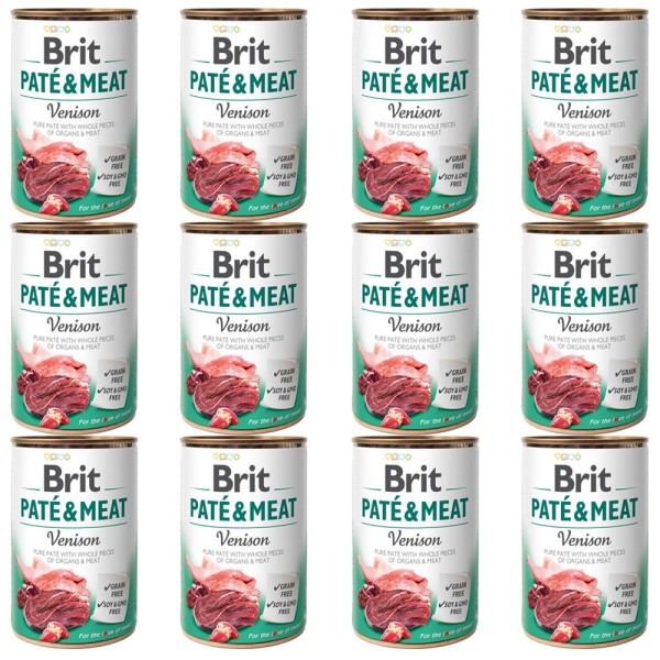 BRIT PATE & MEAT VENISON ZESTAW 12x400g karma mokra dla dorosłych psów dziczyzna