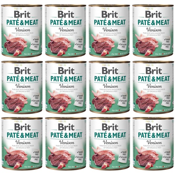 BRIT PATE & MEAT VENISON ZESTAW 12x800g karma mokra dla dorosłych psów dziczyzna