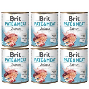 BRIT PATE & MEAT SALMON ZESTAW 6x800g karma mokra dla dorosłych psów łosoś