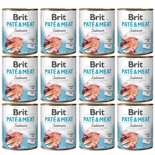 BRIT PATE & MEAT SALMON ZESTAW 12x800g karma mokra dla dorosłych psów łosoś
