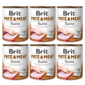 BRIT PATE & MEAT RABBIT ZESTAW 6x800g karma mokra dla dorosłych psów królik