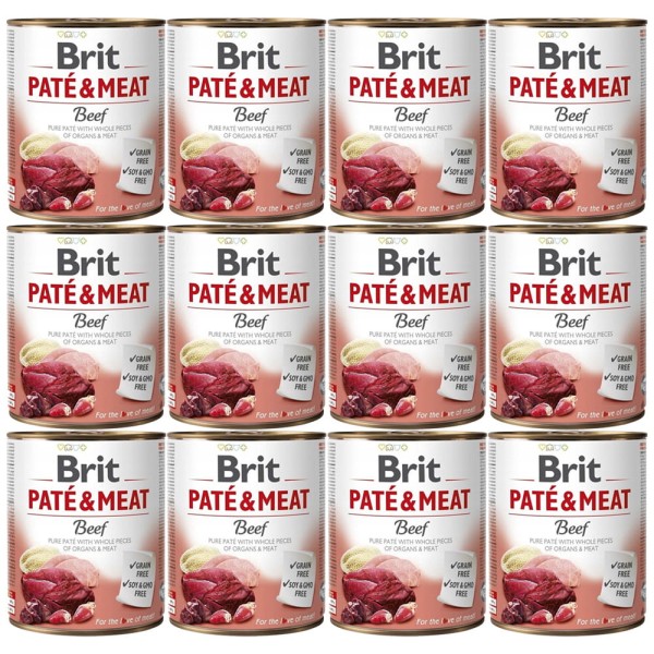 BRIT PATE & MEAT BEEF ZESTAW 12x800g karma mokra dla psa z wołowiną