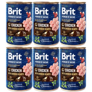 BRIT PREMIUM ZESTAW 6x400g CHICKEN&HEARTS karma mokra dla dorosłych psów