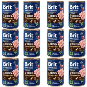 BRIT PREMIUM ZESTAW 12x400g CHICKEN&HEARTS karma mokra dla dorosłych psów