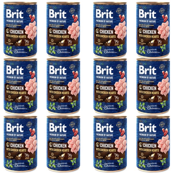 BRIT PREMIUM ZESTAW 12x400g CHICKEN&HEARTS karma mokra dla dorosłych psów