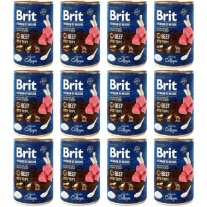 BRIT PREMIUM ZESTAW 12x400g BEEF&TRIPES karma mokra dla dorosłych psów