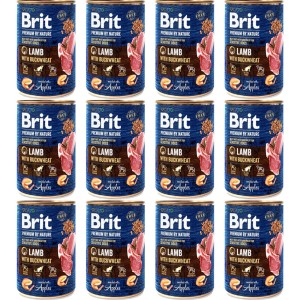 BRIT PREMIUM ZESTAW 12x400g LAMB&BUCKWHEAT karma mokra dla dorosłych psów
