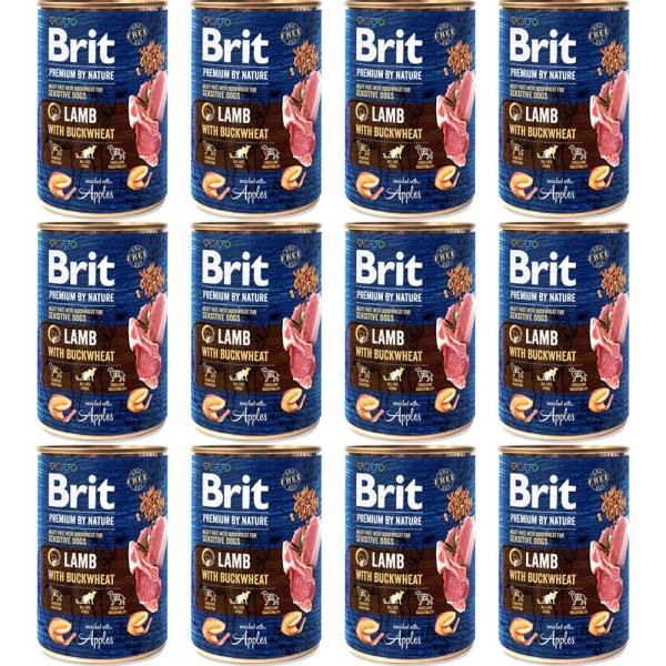 BRIT PREMIUM ZESTAW 12x400g LAMB&BUCKWHEAT karma mokra dla dorosłych psów