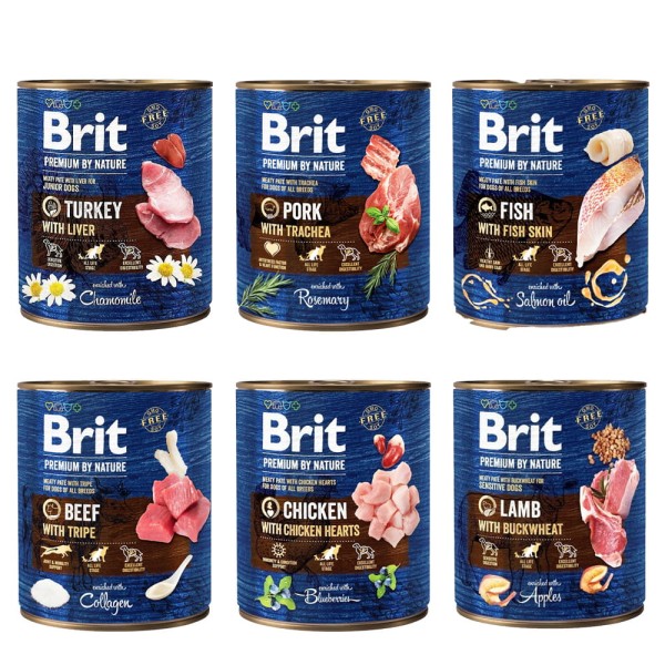 BRIT PREMIUM BY NATURE ZESTAW 6x800g MIX mokra karma dla psa 