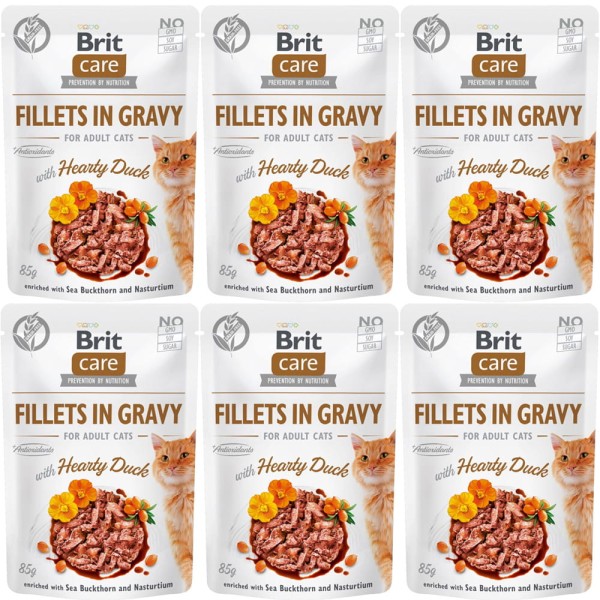 Brit Care FG Hearty Duck Pouch ZESTAW 6x85g kawałki w sosie karma dla kota