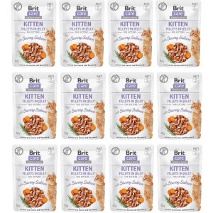 Brit Care Cat FG Kitten Savory Salmon Pouch ZESTAW 12x85g kawałki w sosie karma dla kociąt